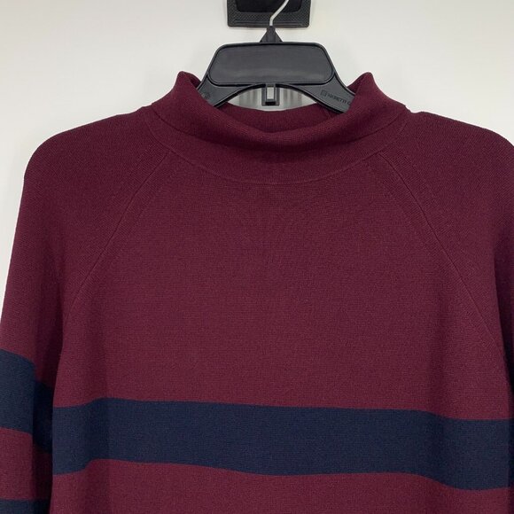 Ann Taylor Sweater Colorblock Stripe Mock Neck Pullover Long Sleeve - Picture 2 of 10